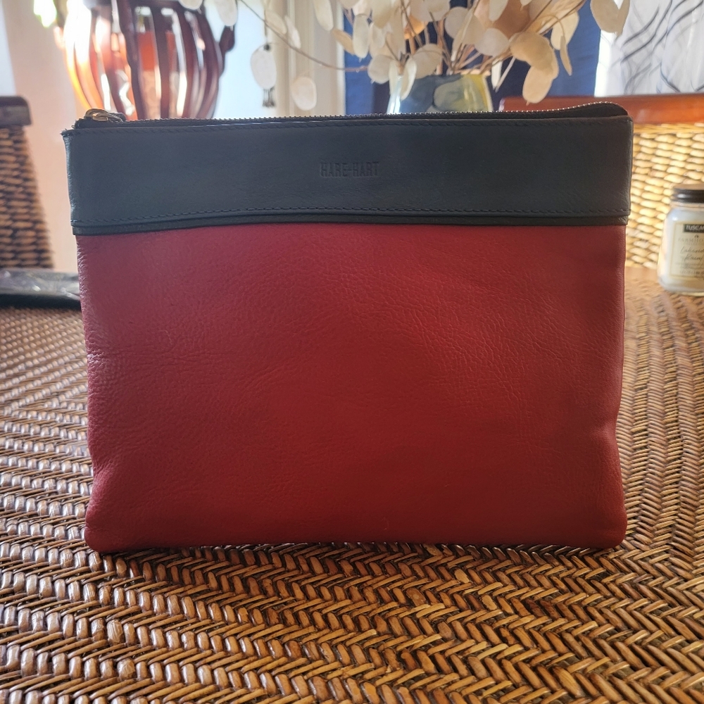 Hare + Hart Two-Tone Pebbled Leather Large Wristlet